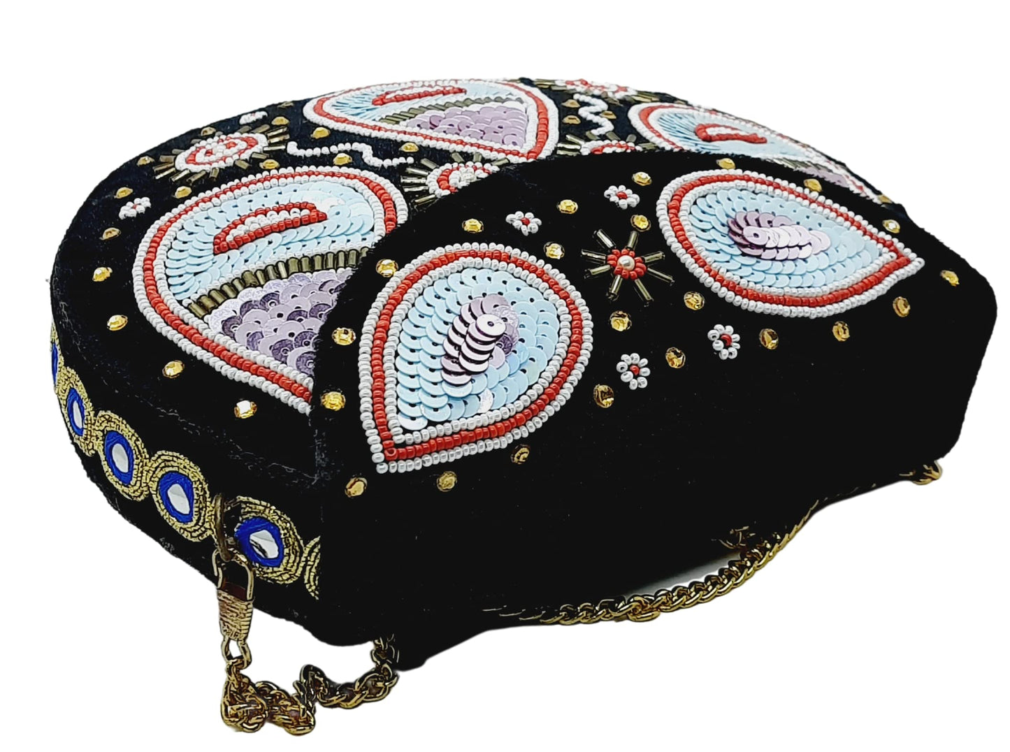 Trend Overseas Black Embroidery Beaded Ethnic purse Girls Bridal Bag cross body party bag
