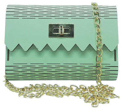 Trend Overseas Women's Clutch Handcrafted Wooden Light Weight Unique Purse Sling Bag (Sea Green)