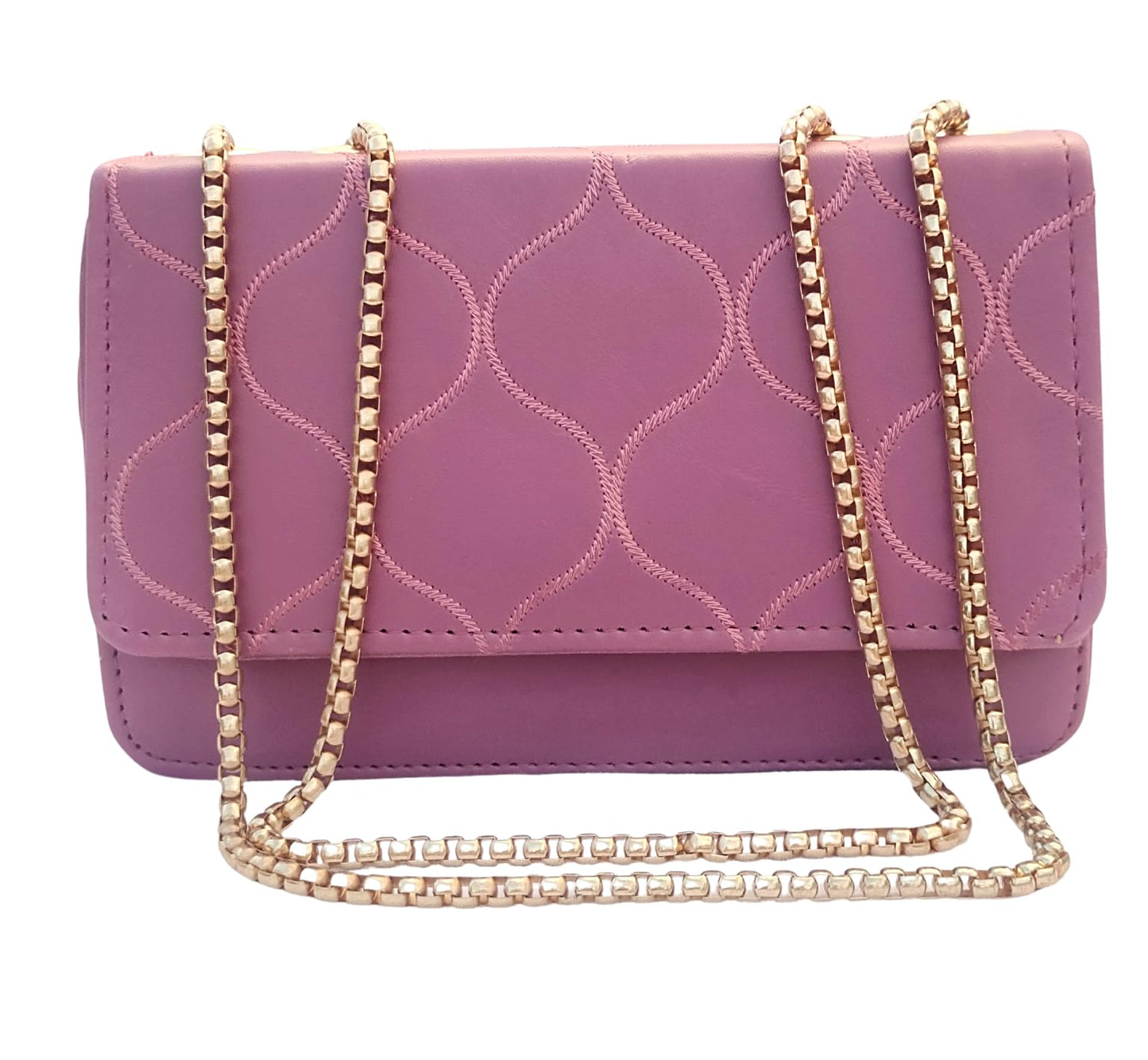 Trend Overseas PU Sling Bag Stylish Golden Chain Crossbody Sling Bag cum Handbag For Women