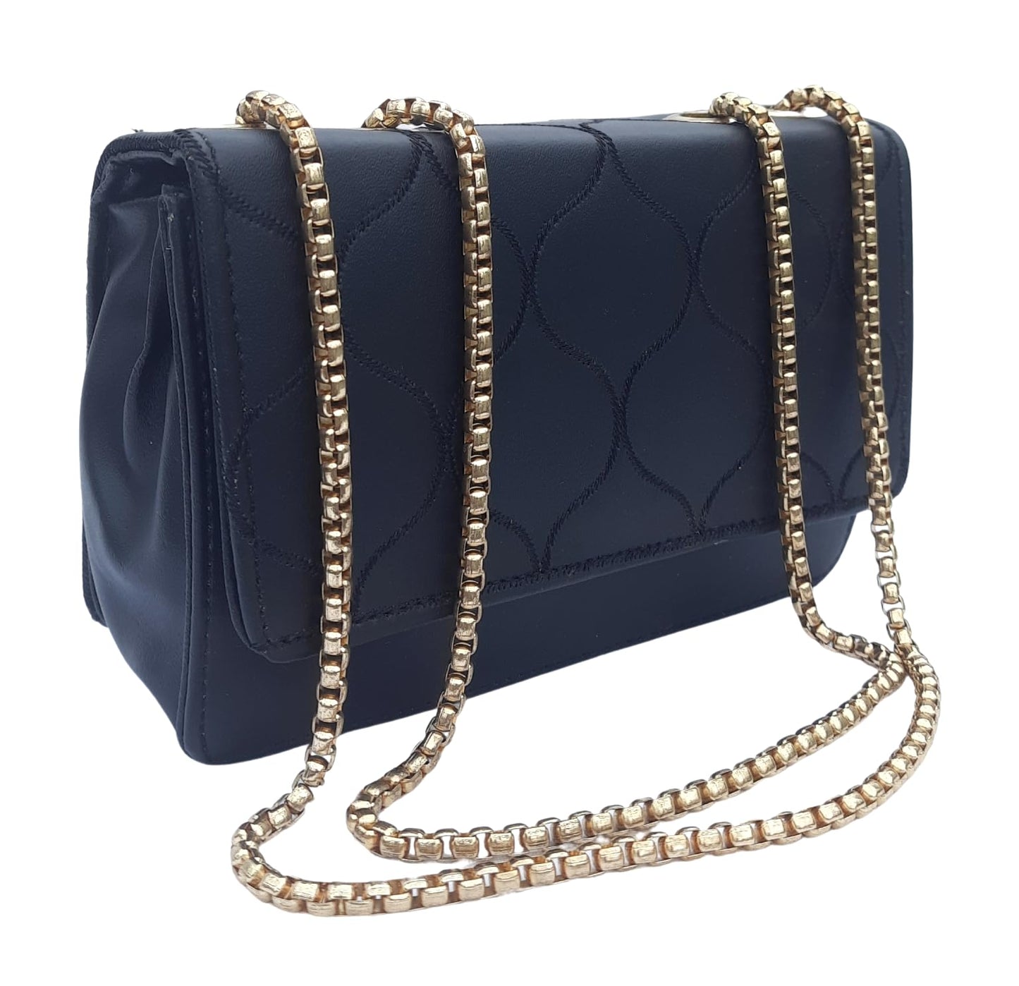 Trend Overseas PU Sling Bag Stylish Golden Chain Crossbody Sling Bag cum Handbag For Women