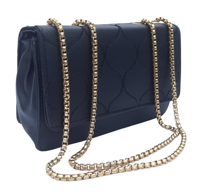 Trend Overseas PU Sling Bag Stylish Golden Chain Crossbody Sling Bag cum Handbag For Women