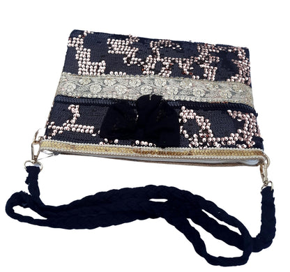 Trend Overseas Multicolor Jute Embroidery pom pom Bridal Bag cross body party sling bag