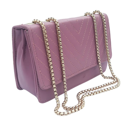 Trend Overseas PU Sling Bag Stylish Golden Chain Crossbody Sling Bag cum Handbag For Women