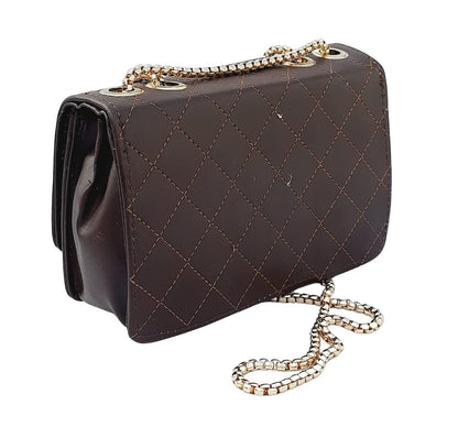 Trend Overseas PU Sling Bag Stylish Golden Chain Crossbody Sling Bag cum Handbag For Women