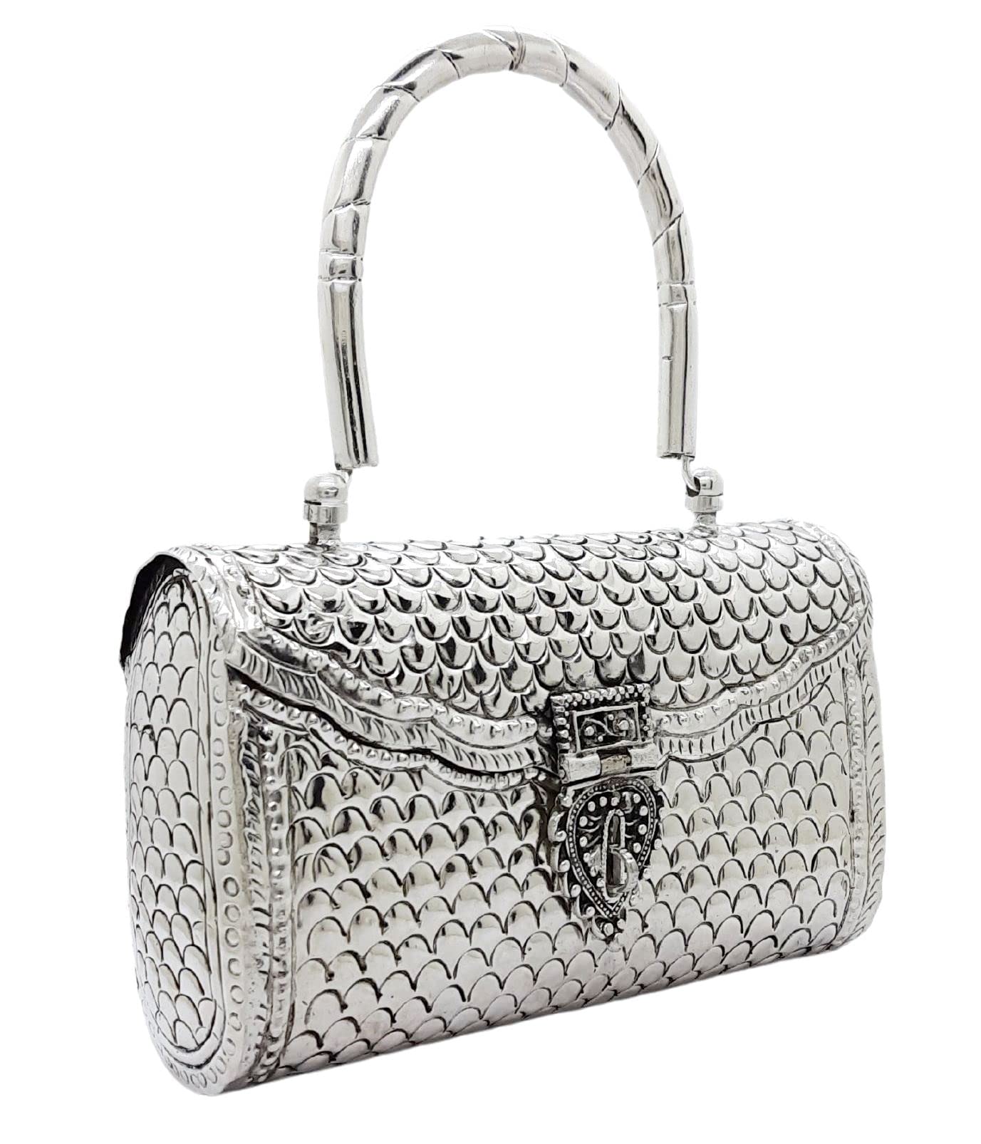 Trend Overseas Women's Silver Handle metal Clutch Hand Cluth