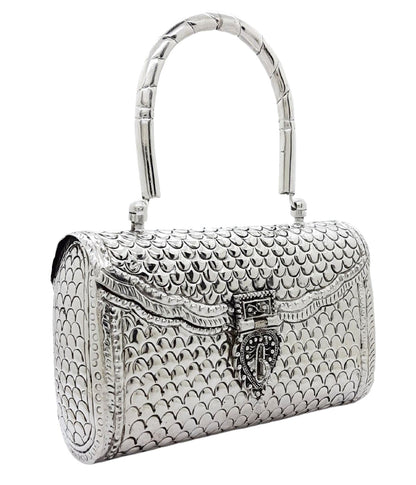Trend Overseas Women's Silver Handle metal Clutch Hand Cluth