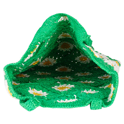 Trend Overseas Handwoven Crochet Multicolour Flower Straw Bag - Travel, Beach, Shopping Woven Shoulder Bag for Women