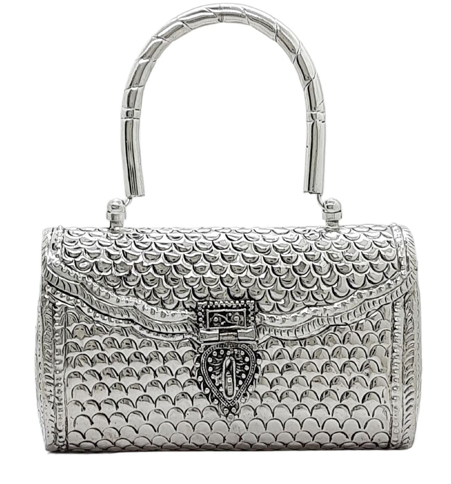 Trend Overseas Women's Silver Handle metal Clutch Hand Cluth