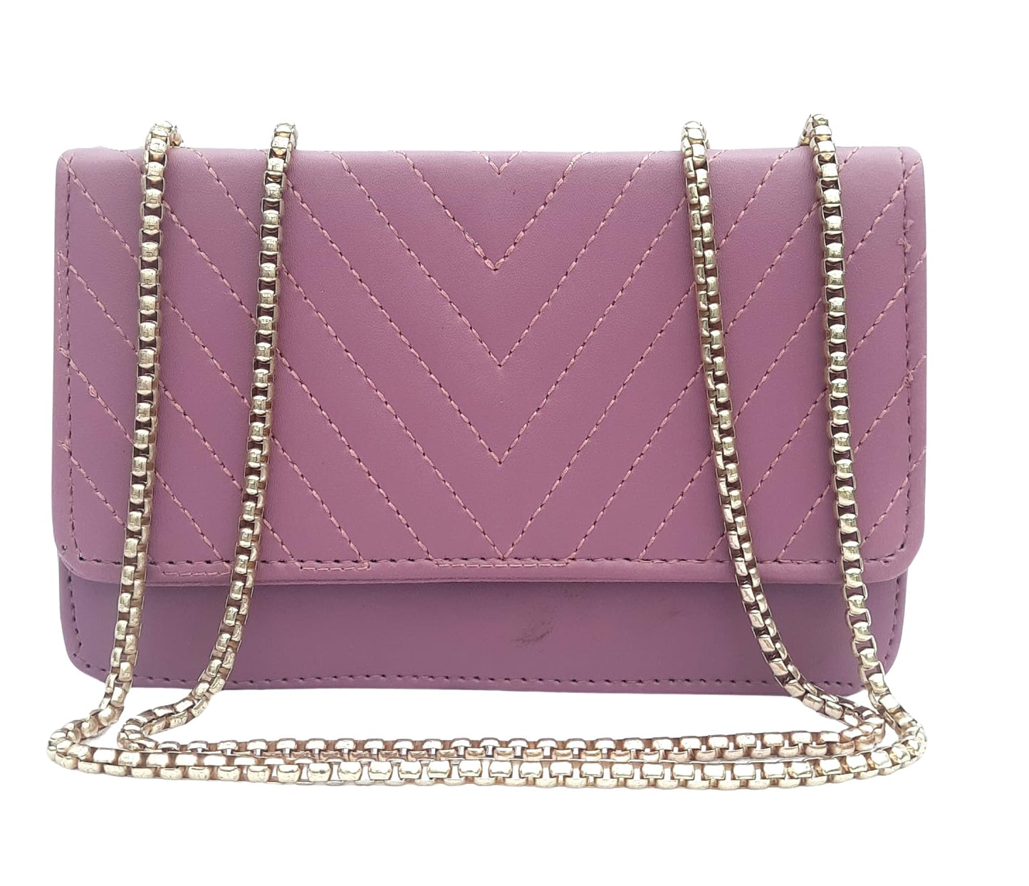 Trend Overseas PU Sling Bag Stylish Golden Chain Crossbody Sling Bag cum Handbag For Women