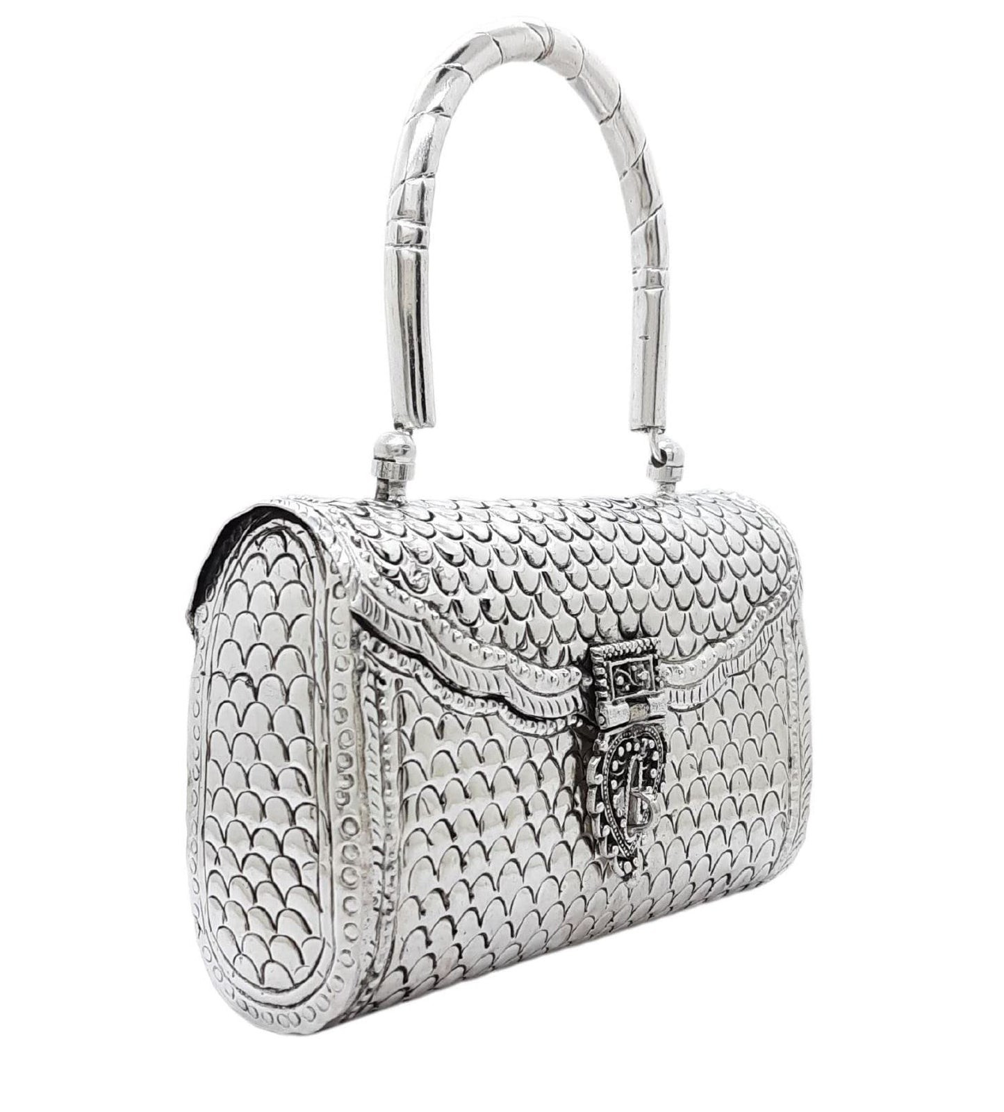 Trend Overseas Women's Silver Handle metal Clutch Hand Cluth