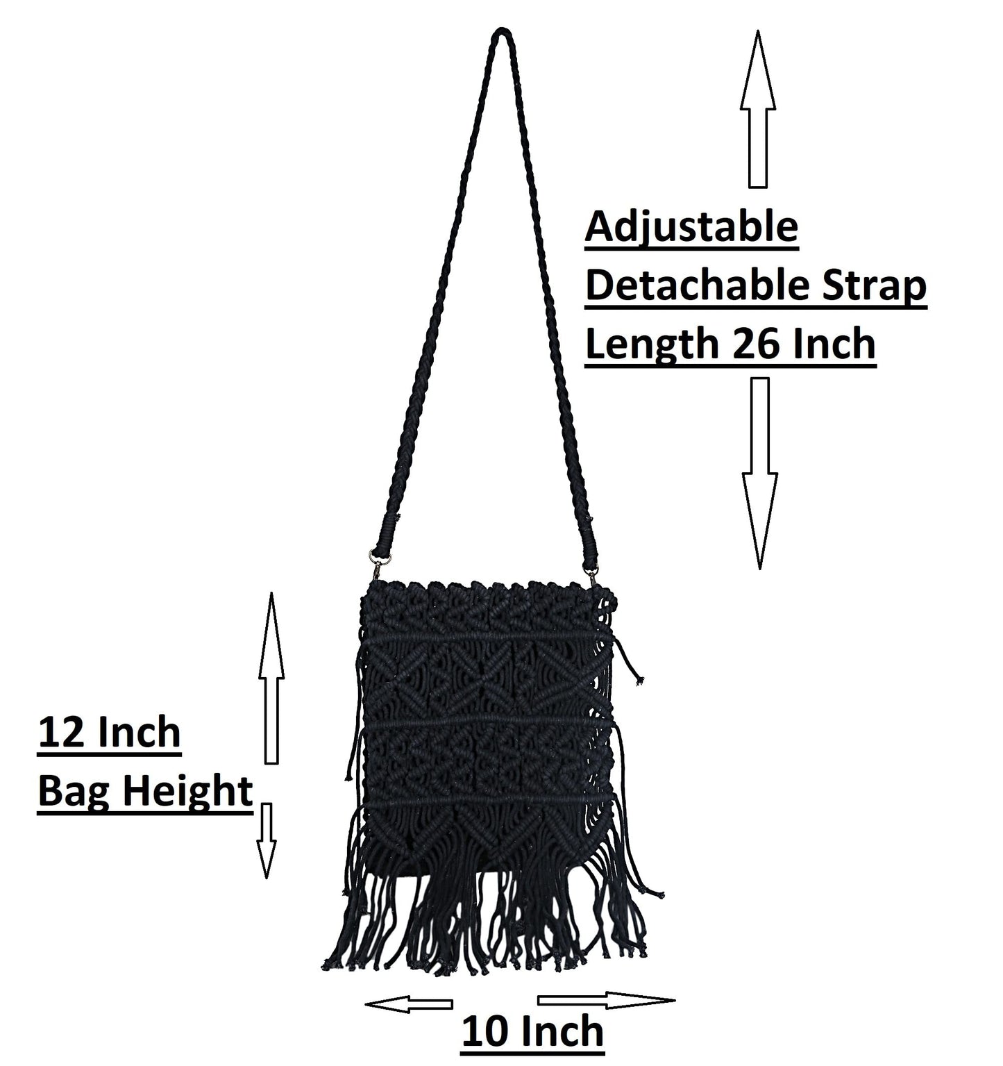 Trend Overseas Women/Girl Handwoven Crochet Macrame Cotton rope Ivory (Off-White) Sling/Clutch Handbag