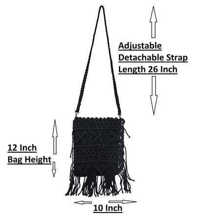 Trend Overseas Women/Girl Handwoven Crochet Macrame Cotton rope Ivory (Off-White) Sling/Clutch Handbag