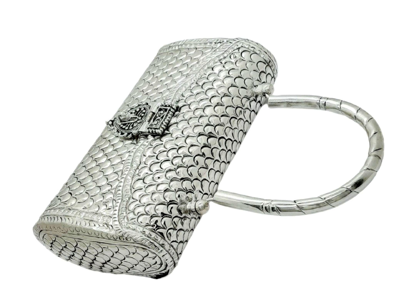 Trend Overseas Women's Silver Handle metal Clutch Hand Cluth
