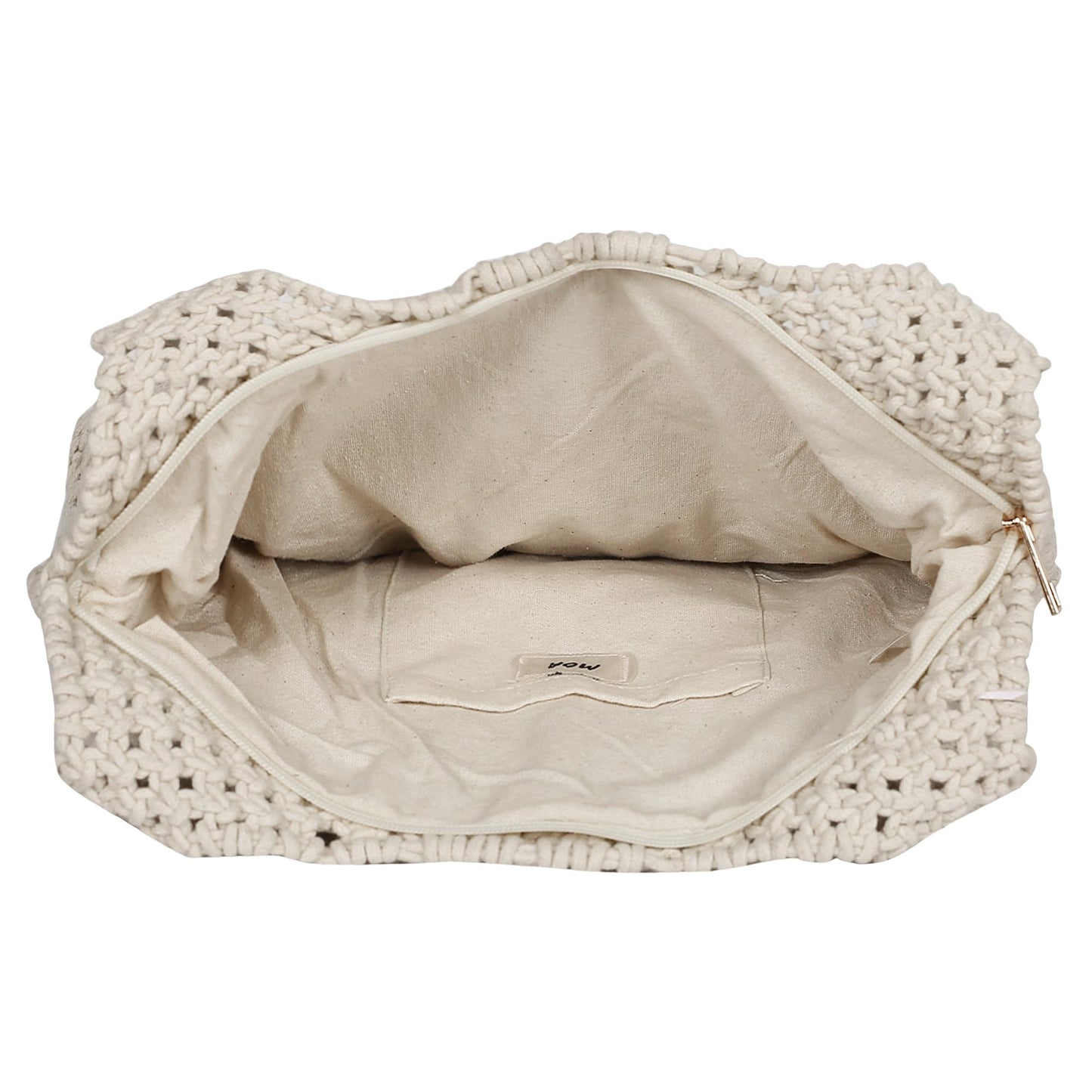 Trend Overseas Handwoven Shoulder Bag Crochet Craft Women/Girl Ivory (Off-White) Macrame Bag
