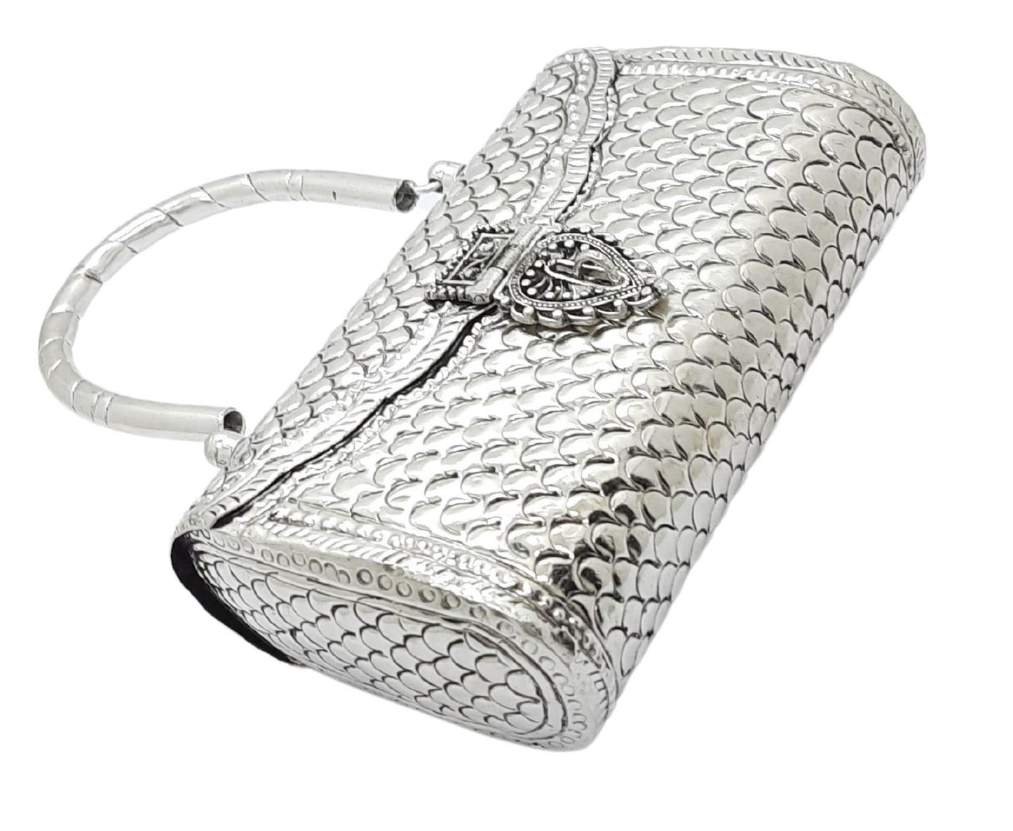 Trend Overseas Women's Silver Handle metal Clutch Hand Cluth