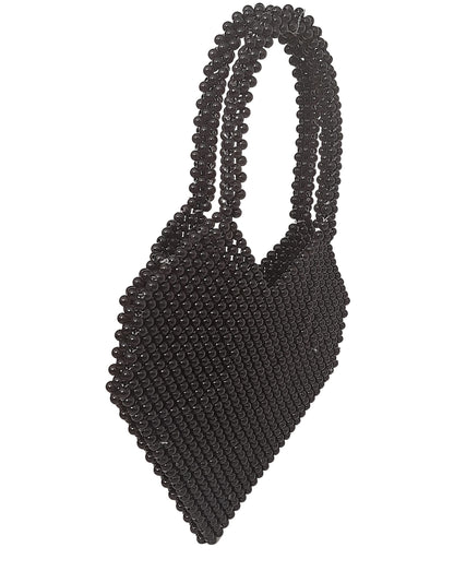 Trend Overseas Handmade Black Pearl Beaded Hand Bag for Women/Stylish Handbags For Girls/Latest Trendy Pearl Tote Bag