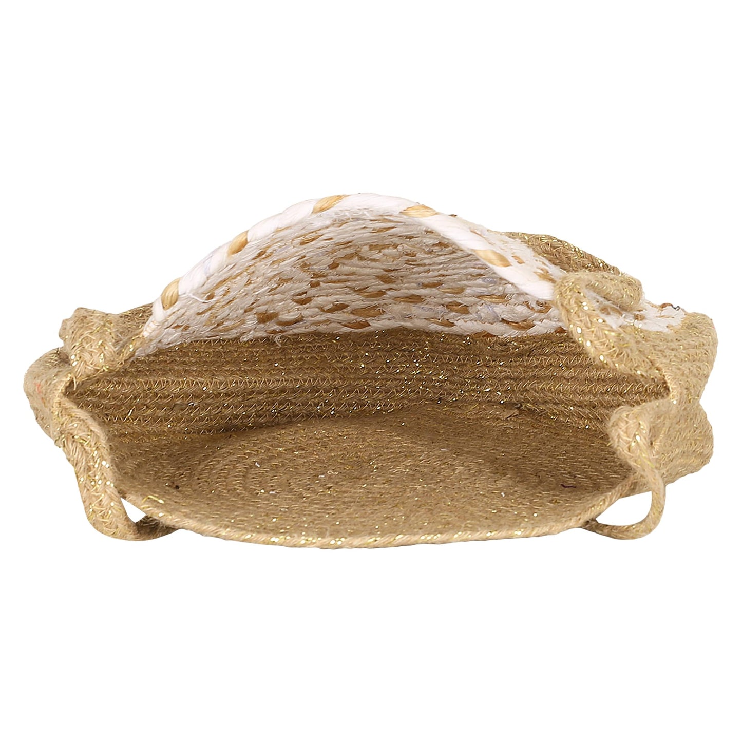 Trend Overseas Handmade Jute Sling Bag For Women | Round Shoulder Fashion bag | Colorful Shopping Chindi Fabric bagabric bag