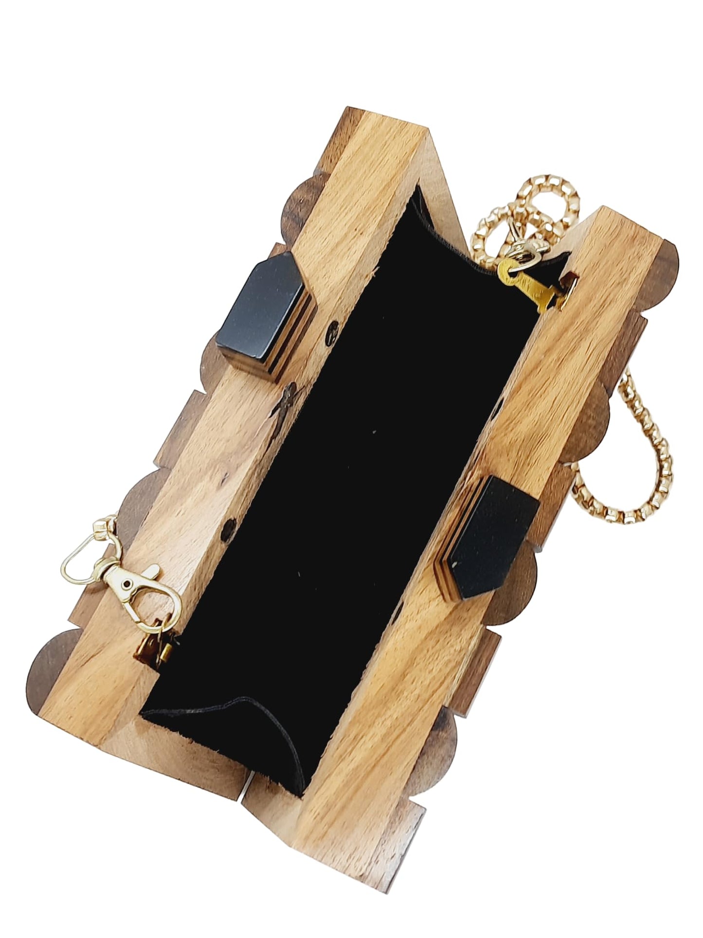 Trend Overseas Womens Handmade Wooden Clutch Purse Bridal Clutch Handbag - Detachable Chain, Perfect For Any Model Cellphone