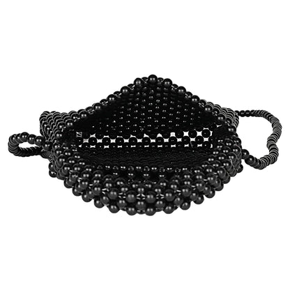 Trend Overseas Handmade Black Pearl Beaded Shoulder Bag for Women/Kids | Small Size Tote Bag | Luxury Black Pearl Bag | Fashionable and Elegant |