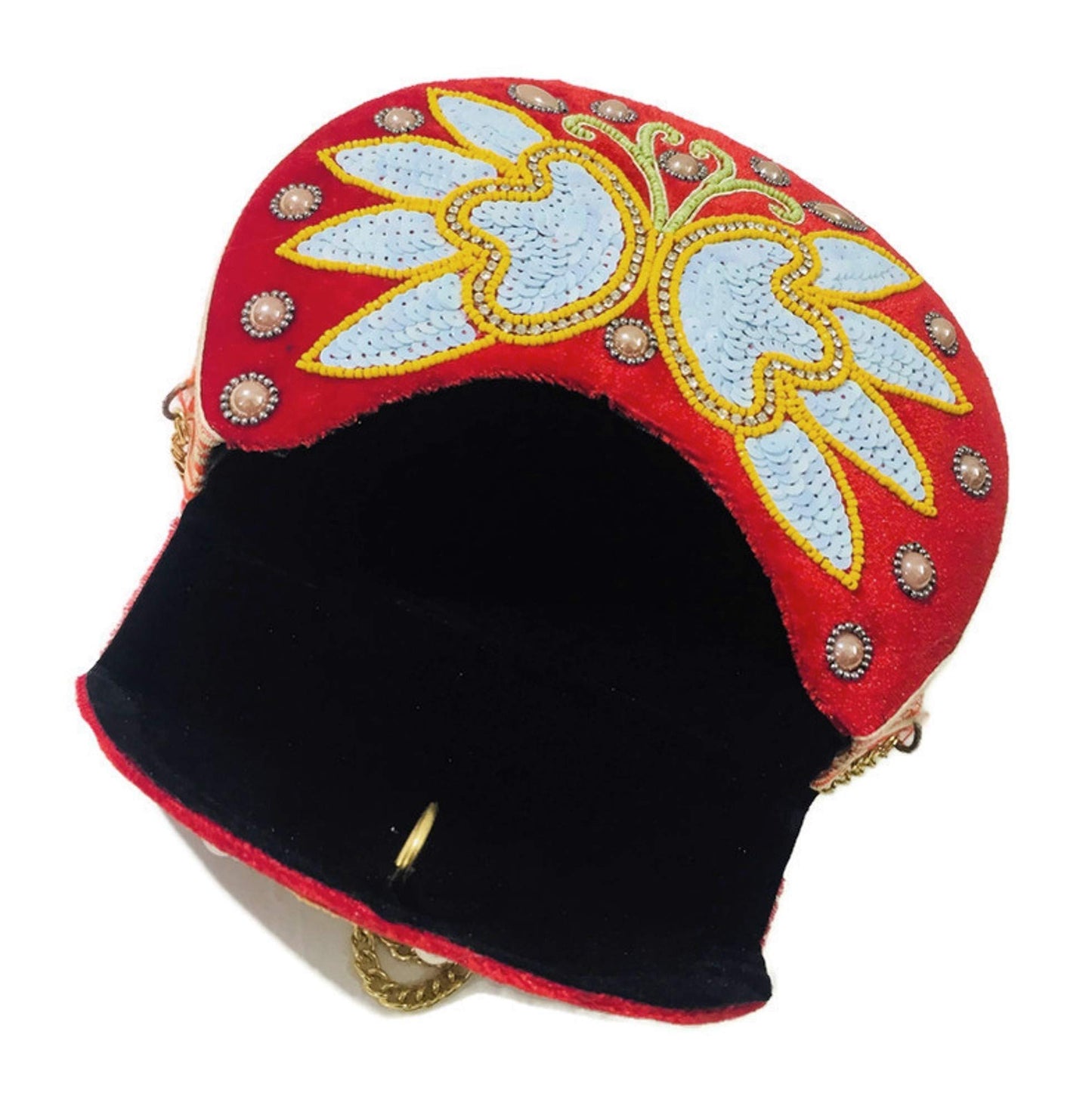 Trend Overseas Velvet Embroidery Beaded Ethnic purse Girls Bridal Bag cross body party bag