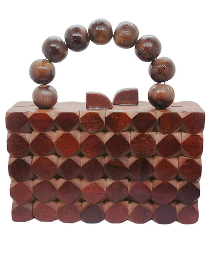 Trend Overseas Women's Wooden Rectangle Ethnic Clutch Bag/Bridal Purse/Handle Clutch