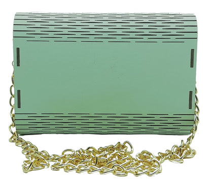 Trend Overseas Women's Clutch Handcrafted Wooden Light Weight Unique Purse Sling Bag (Sea Green)
