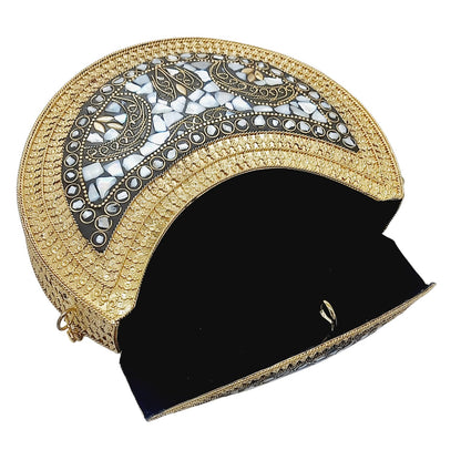 Trend Overseas Golden shell nacre stone bag ethnic clutch indian antique purse mosaic bag metal bag