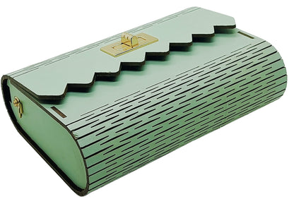 Trend Overseas Women's Clutch Handcrafted Wooden Light Weight Unique Purse Sling Bag (Sea Green)
