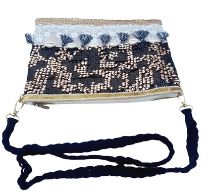 Trend Overseas Multicolor Jute Embroidery pom pom Bridal Bag cross body party sling bag