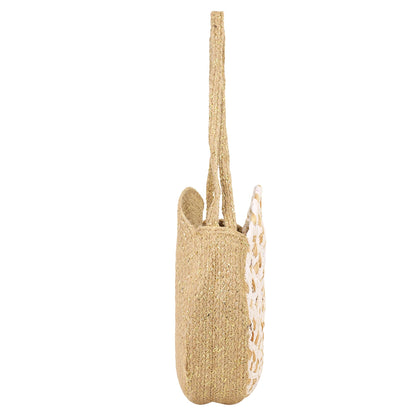 Trend Overseas Handmade Jute Sling Bag For Women | Round Shoulder Fashion bag | Colorful Shopping Chindi Fabric bagabric bag