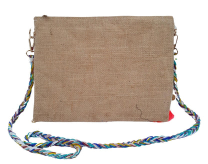 Trend Overseas Multicolor Jute Embroidery pom pom Bridal Bag cross body party sling bag