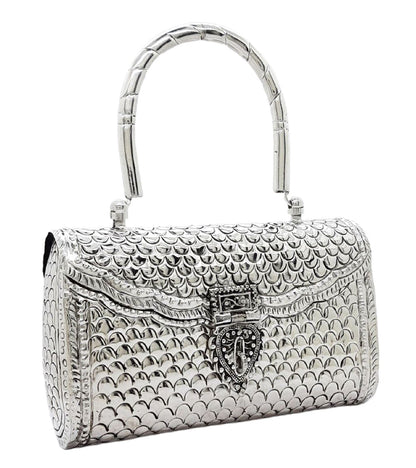 Trend Overseas Women's Silver Handle metal Clutch Hand Cluth