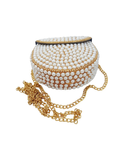 Trend Overseas Pearl beaded bag ethnic Small Size Metal Bag Coin Purse kids Bag party clutch