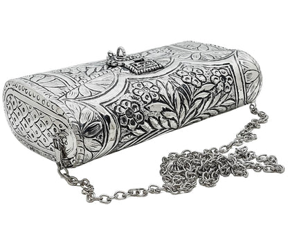 Trend Overseas Women Bridal Silver Gold Metal clutches Ethnic Handmade Brass Purse Metal party Bag Antique Hand Carving Purse
