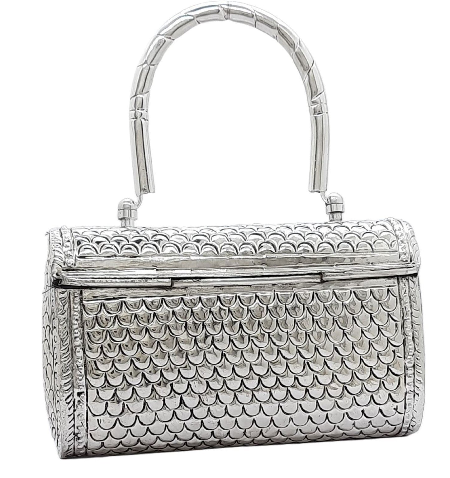 Trend Overseas Women's Silver Handle metal Clutch Hand Cluth