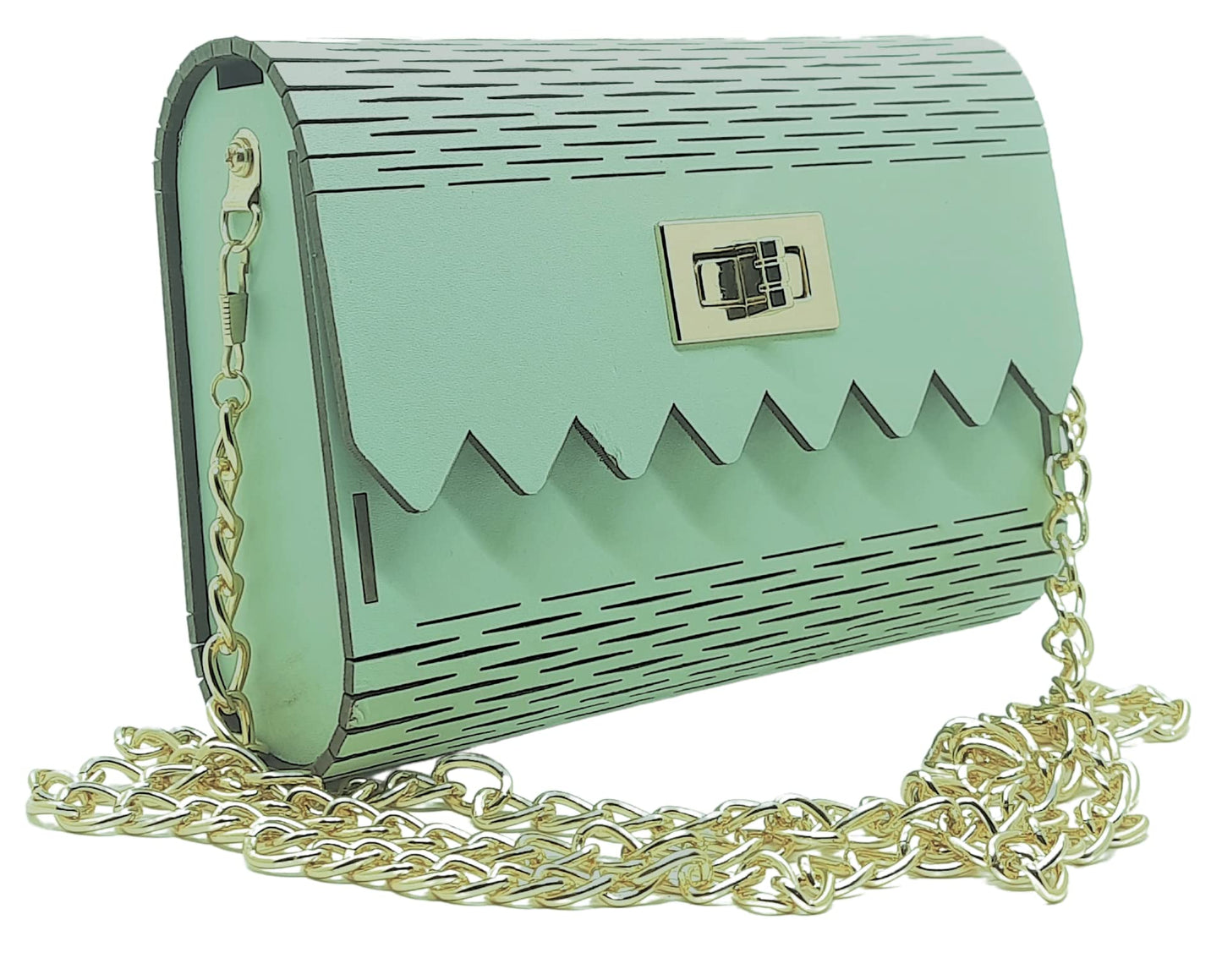 Trend Overseas Women's Clutch Handcrafted Wooden Light Weight Unique Purse Sling Bag (Sea Green)