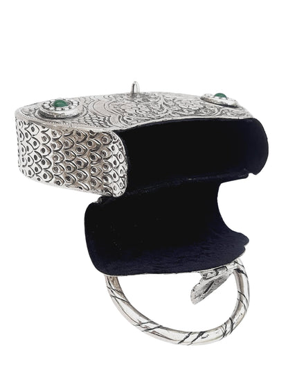 Trend Overseas Ethnic Women Silver Brass Metal Bridal bag Handle Clutch Sling Bag