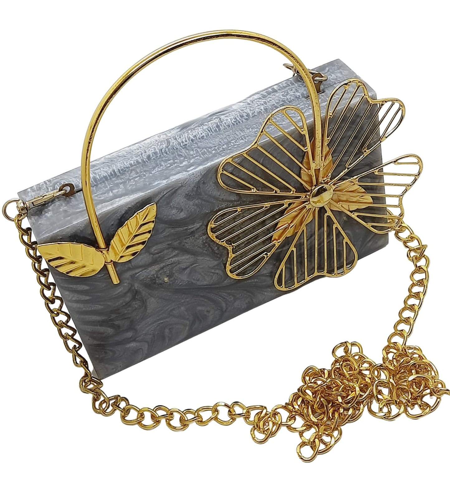 Trend Overseas Bridal Acrylic Clutch Hand Clutches for Girls - Luxury and Fashionable Resin Acrylic Purse for Women - Perfect for Parties and Special Occasions
