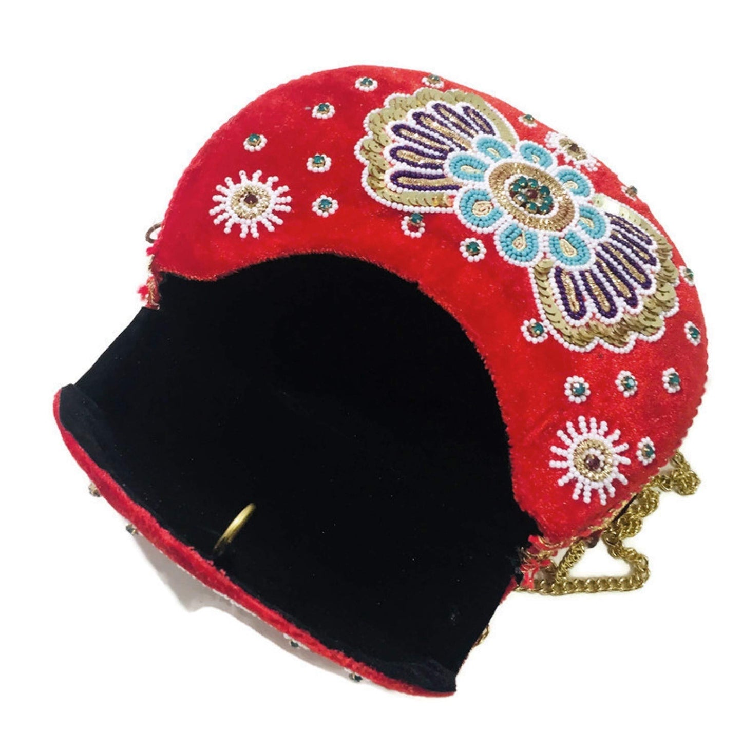 Trend Overseas Velvet Embroidery Beaded Ethnic purse Girls Bridal Bag cross body party bag