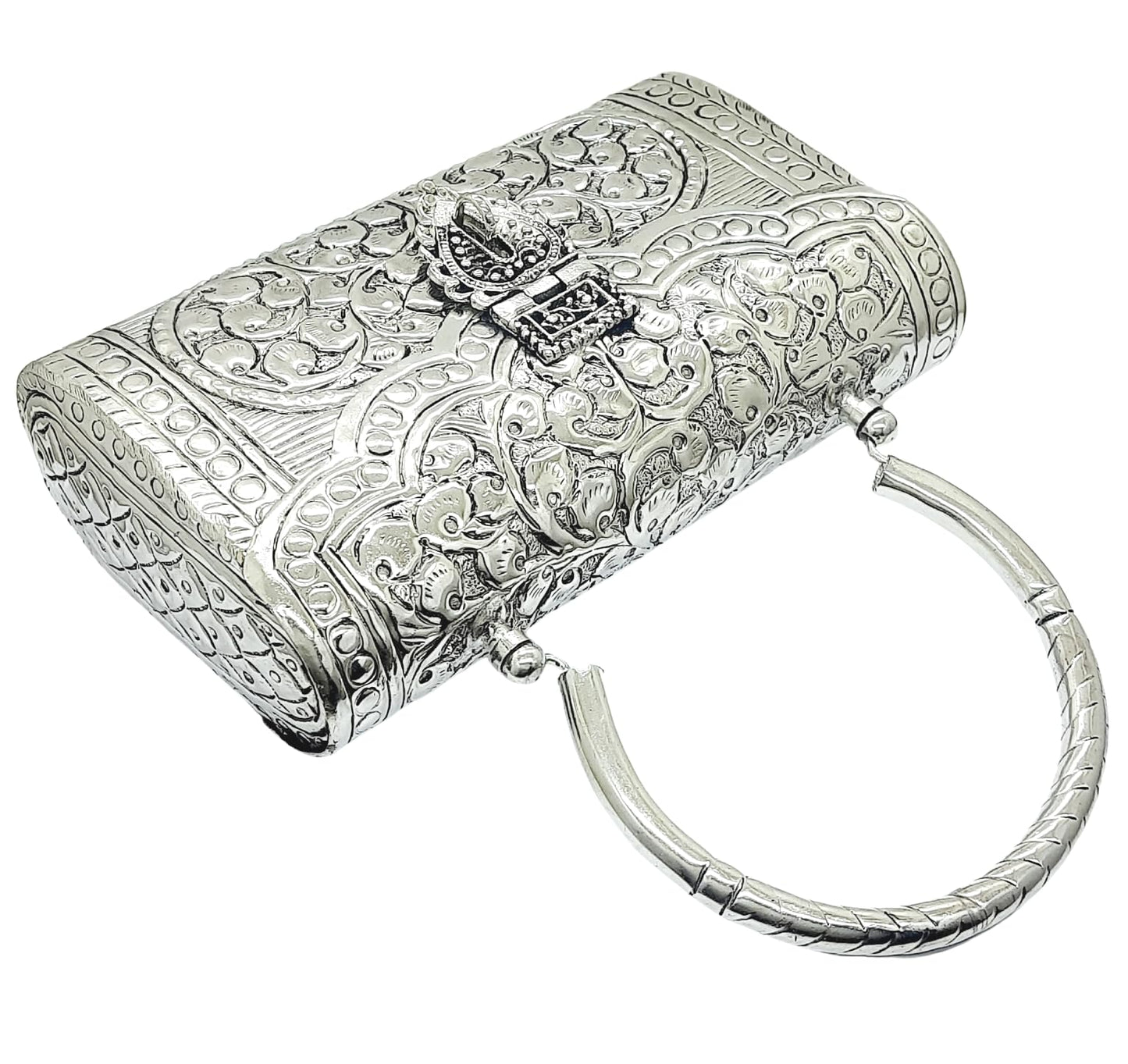Trend Overseas Women's Silver Handle metal Clutch Hand Cluth