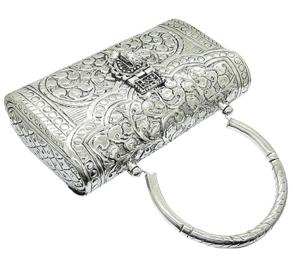 Trend Overseas Women's Silver Handle metal Clutch Hand Cluth