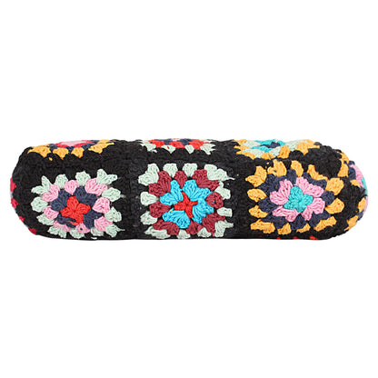 Trend Overseas Handwoven Crochet Multicolour Flower Straw Bag - Travel, Beach, Shopping Woven Shoulder Bag for Women