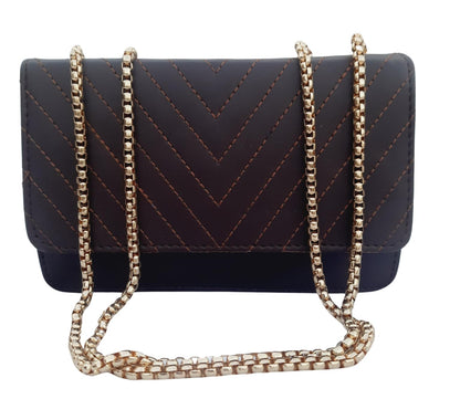Trend Overseas PU Sling Bag Stylish Golden Chain Crossbody Sling Bag cum Handbag For Women