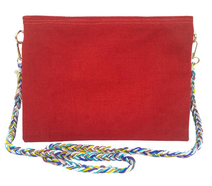 Trend Overseas Multicolor Jute Embroidery pom pom Bridal Bag cross body party sling bag