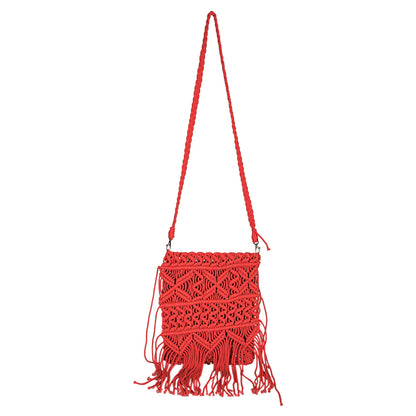 Trend Overseas Women/Girl Handwoven Crochet Macrame Cotton rope Ivory (Off-White) Sling/Clutch Handbag