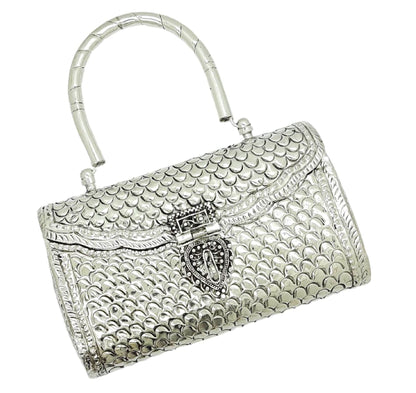 Trend Overseas Women's Silver Handle metal Clutch Hand Cluth