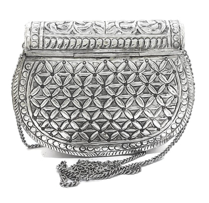 Trend Overseas Clutches for women Silver Brass Metal bag Bridal Clutch Party Purse