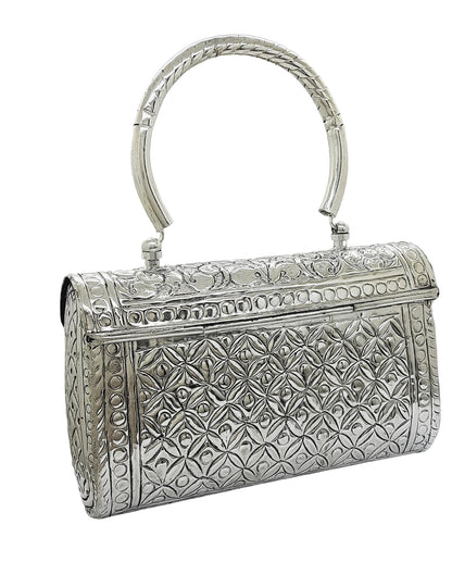 Trend Overseas Women's Silver Handle metal Clutch Hand Cluth