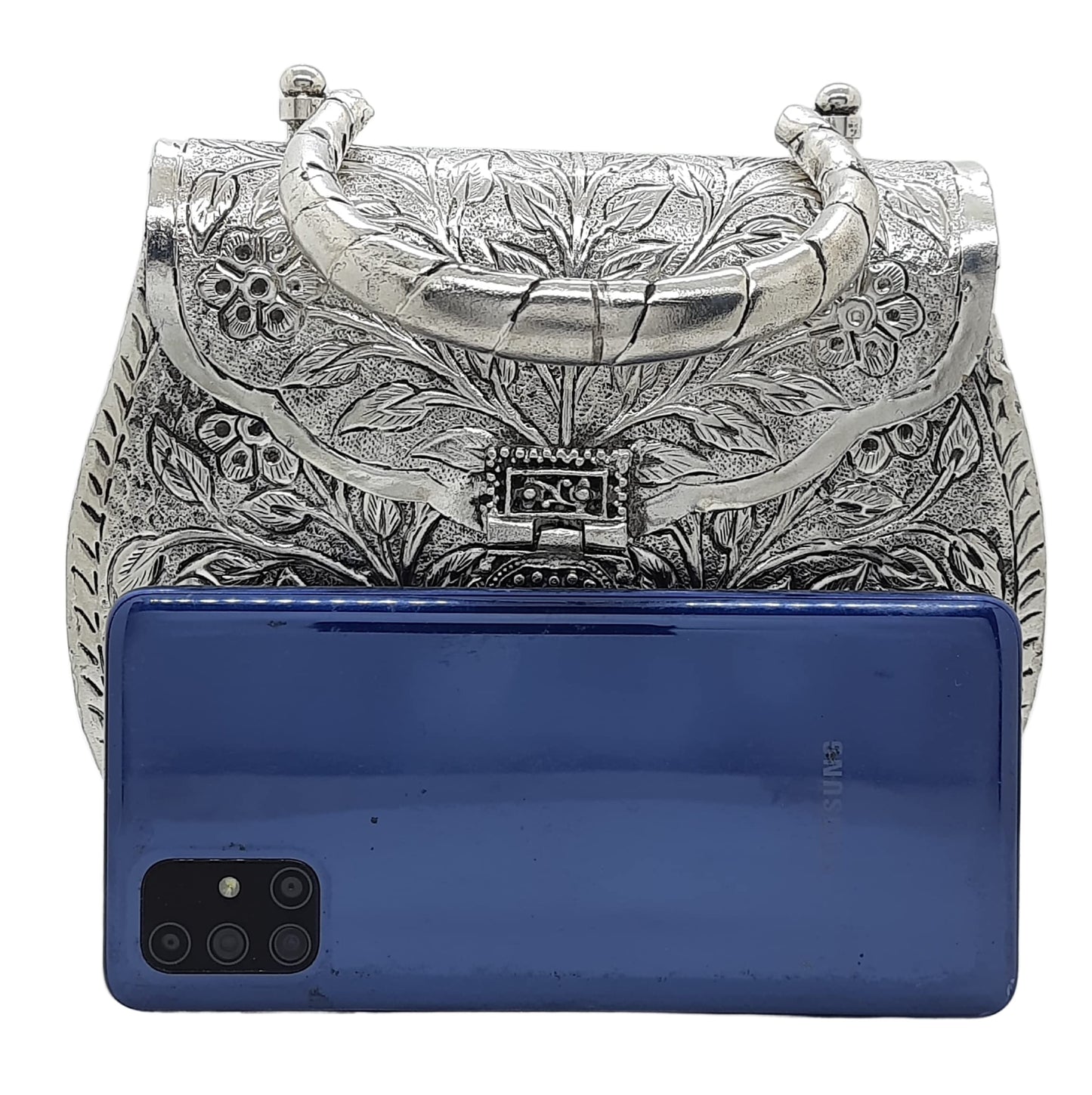 Trend Overseas Women's Silver Gold Brass Metal Handle Clutch Handmade Hand Clutch