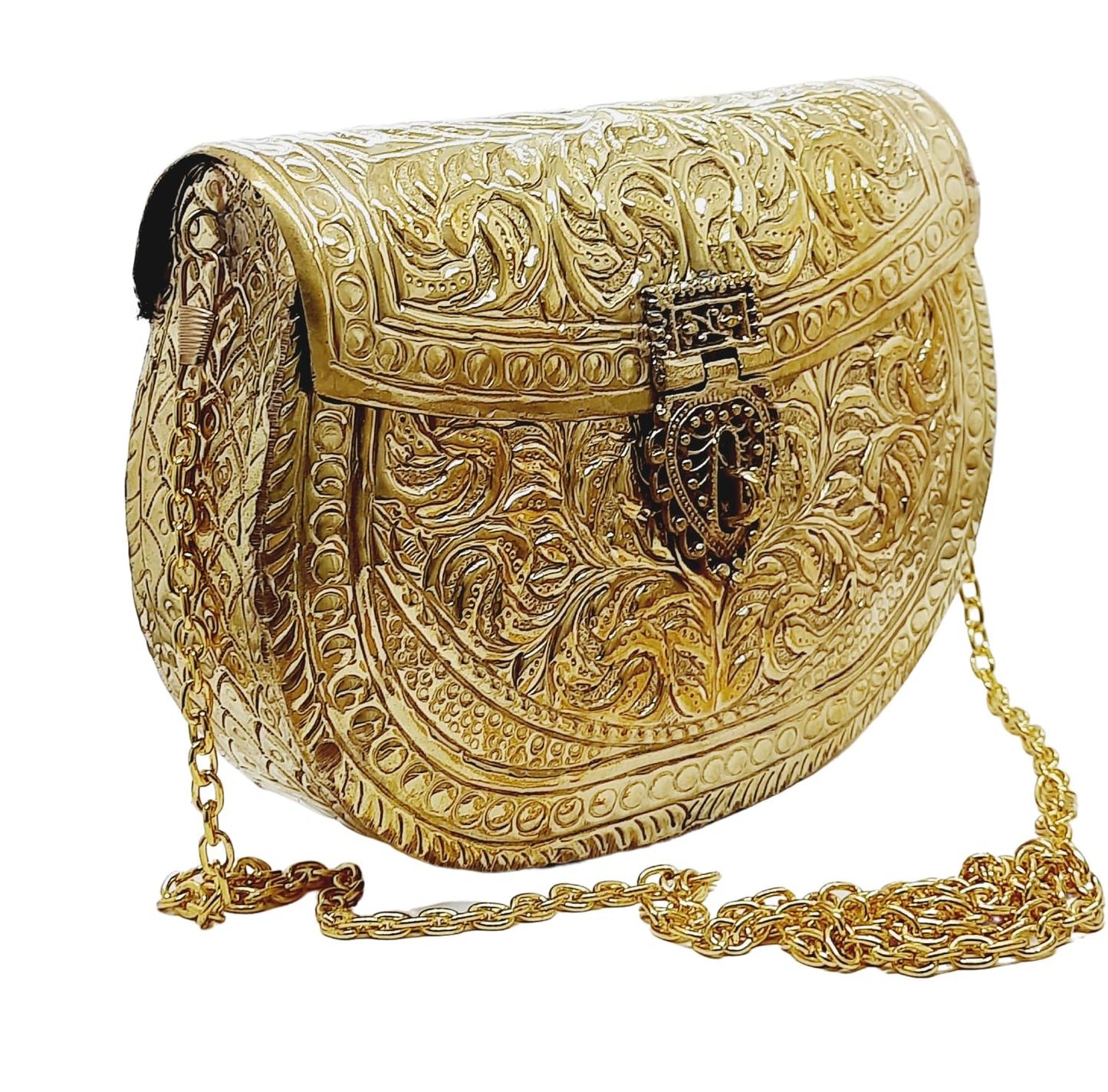 Trend Overseas Clutches for women Golden Brass Metal bag Bridal Clutch Party Purse